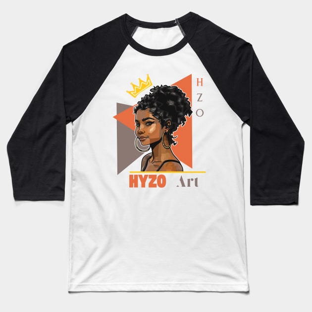 Melanin Queen Baseball T-Shirt by HyzoArt